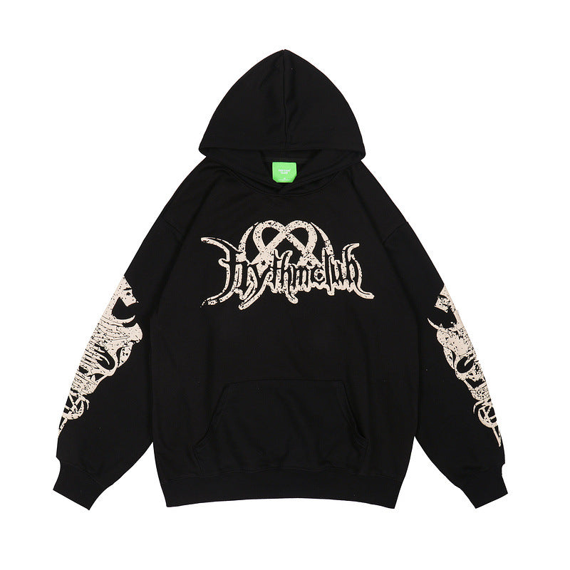 Mens Fall Outfits Hooded Sweater Men's and Women's Autumn Gothic Letter Printing Couple Coat