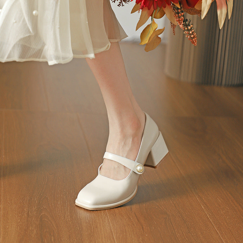 Nude Block Heels Closed Toe Pumps Women's High Heels Women Women's Fashion Shoes