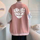 Blue Varsity Jacket Fall Winter Men Autumn Printed Baggy Casual Jacket Couple Baseball Uniform Coat