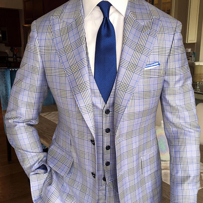 Bohemian Chic Wedding Guest Men Attire Jag In The Midde Of Back Plaid Slim Fit Suit