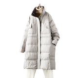 Women Winter Coats Puffer Jacket Down Coat Winter Clothing Mid-Length Loose Lapel Down Jacket Coat