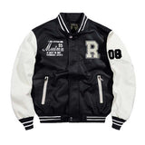 Yellow Varsity Jacket Flight Jacket Stitching Autumn and Winter Baseball Uniform Motorcycle Clothing Leather Coat