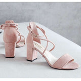 Nude Block Heel Peep Toe Sandals