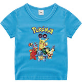 Children Pokemon Pikachu T Shirt Summer Short Sleeve Cotton Leisure Sports