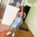 Spring Sexy Contrast Color Lace-up Backless Slim Fit One-Piece Trousers