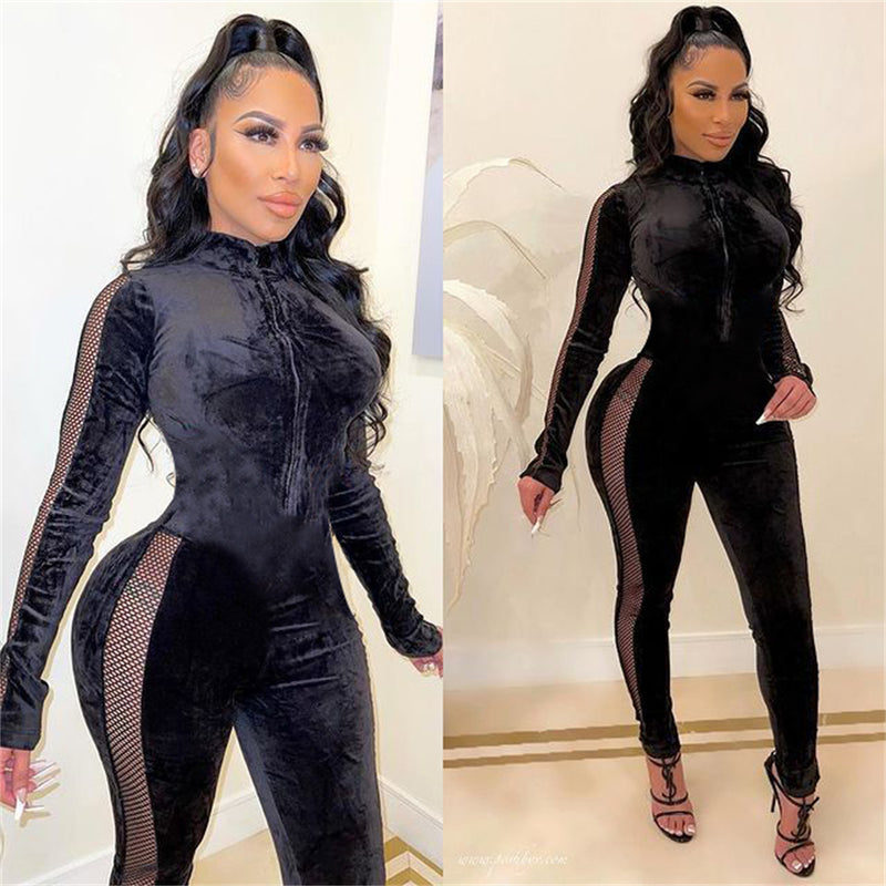 Nina Parker Black Dress Sexy Mesh Jumpsuit