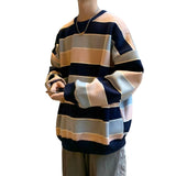 Men Sweatshirts Spring Striped Sweater Men's Long-Sleeved T-shirt Casual