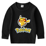 Children Pokemon Pikachu Hoodie Cotton T-shirt Crew Neck