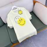 Smiley Face T Shirt Summer Loose Smiley Face Short Sleeve Casual Women's T-shirt