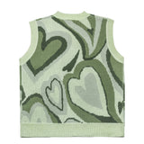 Men Sweater Vest Love Jacquard Sweater Vest Men's BF Idle Style Loose V-neck Sleeveless Sweater Vest