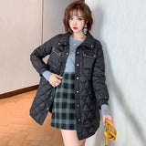 Women Winter Coats Puffer Jacket Down Coat Lapel Rhombus Flip Pocket Down Jacket Women's Autumn and Winter Warm Coat