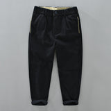 Mens Corduroy Pants Cotton Stretch Autumn and Winter Casual Pants Thickened Tapered Contrast Color Men's Trousers