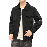 Yellow Varsity Jacket Autumn Youth Casual Fashion Clothes Tooling Lapel Men's Coat