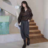 Cute Leather Jacket Autumn Retro Short Coat Loose Biker's Leather Jacket