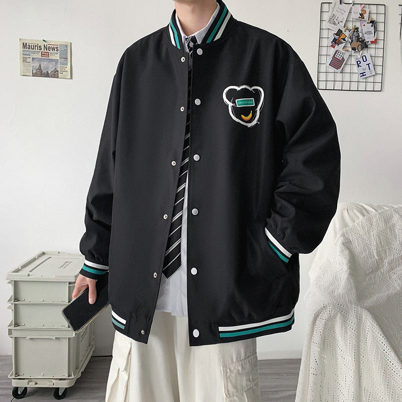 The Bears Varsity Jacket Autumn Couple Baseball Uniform Men Cartoon Bear Stand Collar Coat Jacket Men