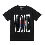 Vlone T Shirts Printed Short Sleeve T-shirt for Men and Women Hip Hop Loose Large V Half Sleeve