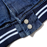 Men Denim Coat Jean Jackets Color Contrast Patchwork Denim Jacket Men's Loose Street Stand Collar Baseball Uniform Coat