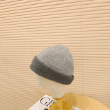 Beanies Hat Female Autumn and Winter Japanese Skullcap Lamb Wool Warm Hat