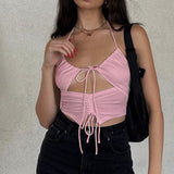 Women Rave Outfits Tops Sexy Vest Deep V-neck Backless Women's Sling
