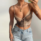 Maddy Euphoria Outfits Women's Summer Printed V-neck Lace