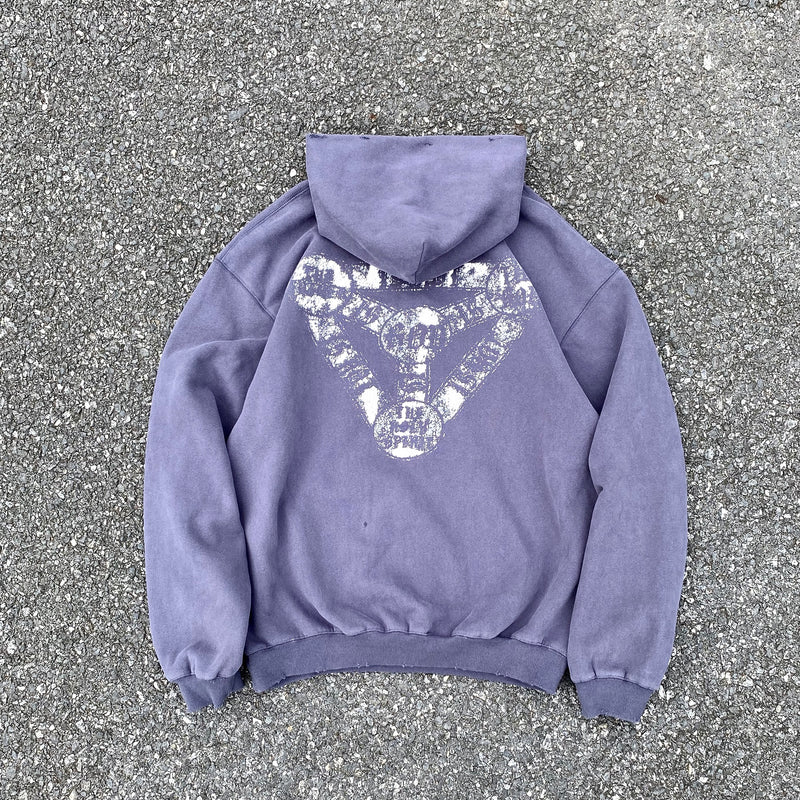 Saint Michael Hoodie Doodle Hand Drawn Worn out Vintage Velvet Padded Hooded Sweatshirt