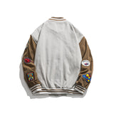 Corduroy Varsity Jacket Vintage Embroidery Corduroy Baseball Uniform Coat Men's Loose Street Flight Jacket