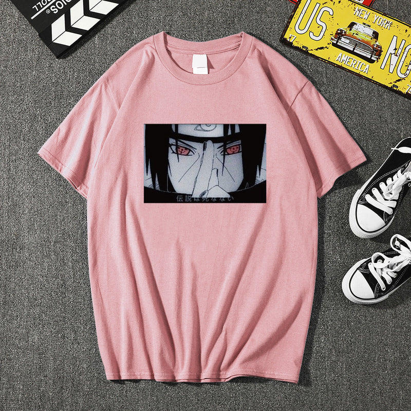 Itachi Uchiha Costume Anime Ninja Itachi Uchiha Xiao Organization Print T-shirt Loose Men's and Women's Tops