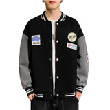 Yellow Varsity Jacket Color Matching Badge Sports Baseball Uniform Breasted Coat Sweatshirt Men's Spring and Autumn