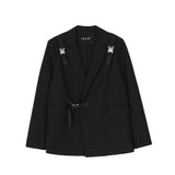 Men's Casual Suit Man Blzer Bandage Design Suit Jacket Men's Dark Loose Lapels Top Leisure Suit