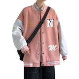 Blue Varsity Jacket Fall Winter Men Autumn Printed Baggy Casual Jacket Couple Baseball Uniform Coat