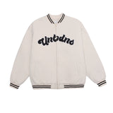 White Varsity Jacket Loose Street Baseball Uniform Men's Theme Letter Couple Cotton Jacket Jacket