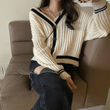 Preppy Aesthetic Sweater Knitted Coat Women's Spring Autumn Vintage Sweater