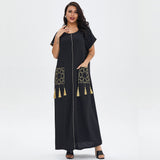 Muslim Women Stylish Kashibo Abaya Muslim Ladies Long Gown Islamic Clothing Jilbab Jalabiya Summer Short Sleeve Maxi Dress