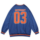 Baby Blue Varsity Jacket American Retro Loose Couple V-neck Baseball Uniform