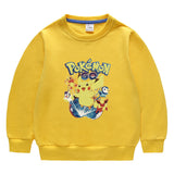 Children Pokemon Pikachu Hoodie Cotton Top Children's round Neck Bottoming Shirt