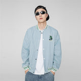 Varsity Jacket Vintage Autumn Men's Jacket Campus Artistic Style Loose Couple Striped Denim Jacket