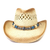 Straw Cowboy Hats Men Women Outdoor Sun-Proof Beach Hat Straw Cowboy Hat