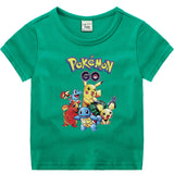 Children Pokemon Pikachu T Shirt Summer Short Sleeve Cotton Leisure Sports