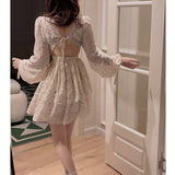 Aesthetic Dress PDS Dress Fitted Waist Backless Lace Fairy Dress