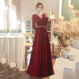 Burgundy Dresses for Wedding Autumn and Winter Wedding Dress Engagement Evening Dress for Women