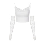 Maddy Euphoria Outfits Summer Solid Color Slim-Fit Tank Top Lace