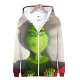 Grinch Hoodie 3d Printed Zipper Sweater