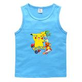 Children Pokemon Pikachu T Shirt Cotton Leisure Sports Sweat-Absorbent Vest