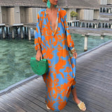 Nina Parker Graffiti Dress Long Sleeve Skirt Button Loose Dress
