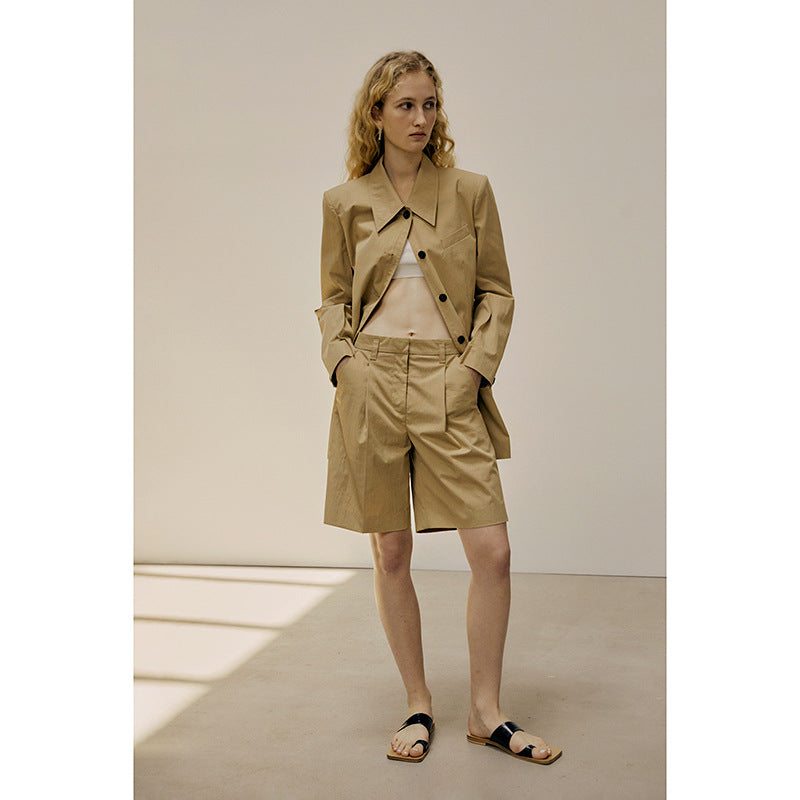Women's Cargo Shorts Casual Cropped Pants Women's Straight Small Suit Pants Workwear Shorts