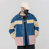 Corduroy Varsity Jacket Autumn and Winter Color Matching Corduroy Coat Men's and Women's Loose Jacket Raccoon Cotton-Padded Coat