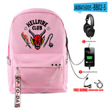 Stranger Things Hellfire Club Backpack Anime Peripheral Stranger Things Backpack Travel Bag USB Charging