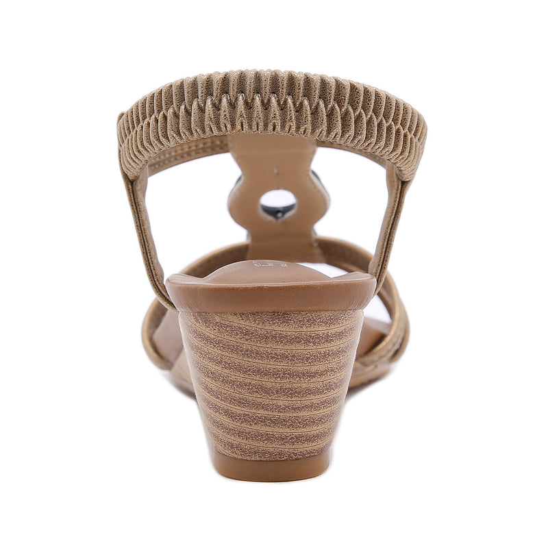 Fancy Sandals Summer Casual Large Size Vintage Beaded Wood Grain Shoes