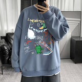 Men Sweatshirts Graffiti Printed Crew Neck Sweatshirt Men's Casual Loose