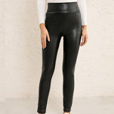 Brown Leather Pants High Waist High Elastic Slim PU Trousers Motorcycle Tight Leather Pants